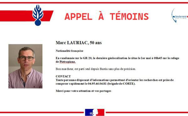 Disparition d’un randonneur sur le GR20 : un avis de recherche lancé