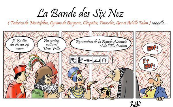 Le dessin de Battì : La bande des six nez à… Bastia
