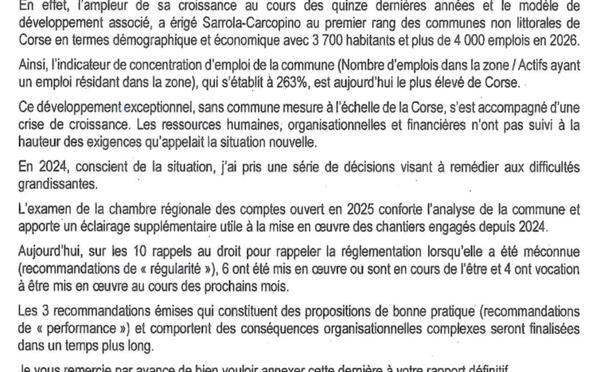 Sarrola-Carcopino : la Chambre régionale des comptes pointe de graves dérives de gestion