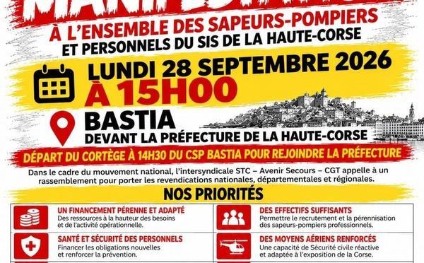 Les pompiers de Haute-Corse appelés à manifester lundi à Bastia