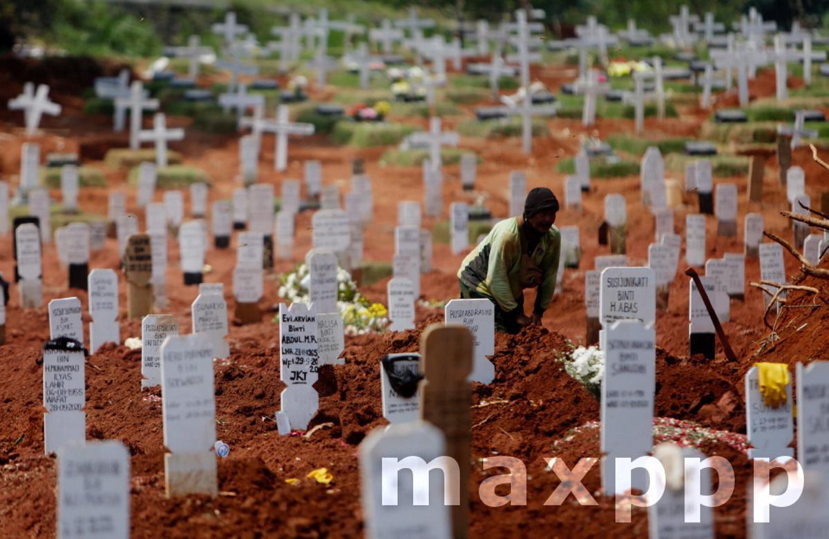 Burial of people who died with COVID-19 in Jakarta