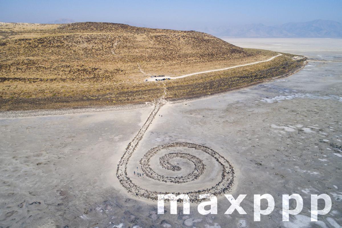 Robert Smithson's earthwork Spiral Jetty on Utah's Great Salt Lake