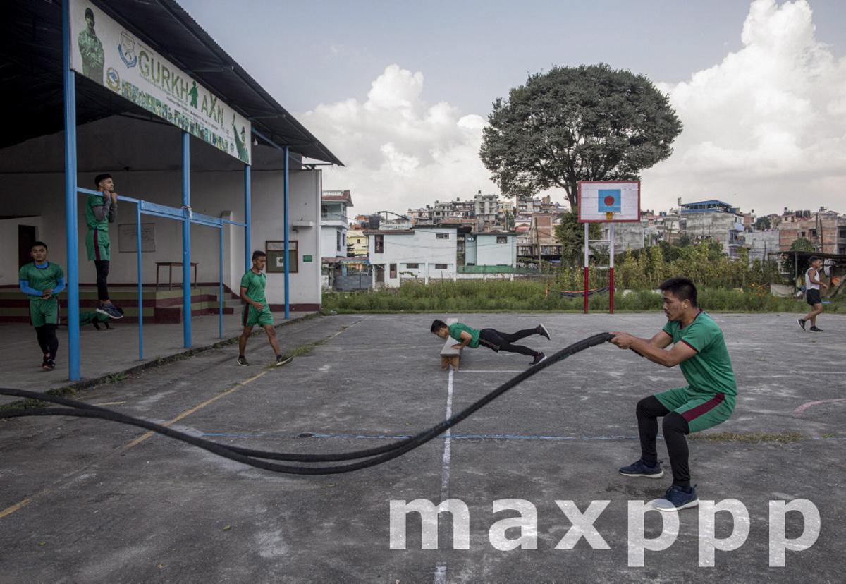 Nepalese youths attend physical training session at Gurkha AXN