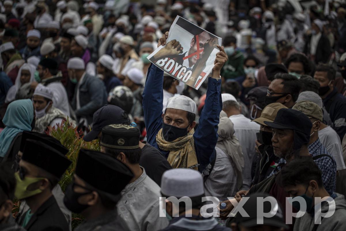 Protest in front of French Embassy Jakarta, Indonesia