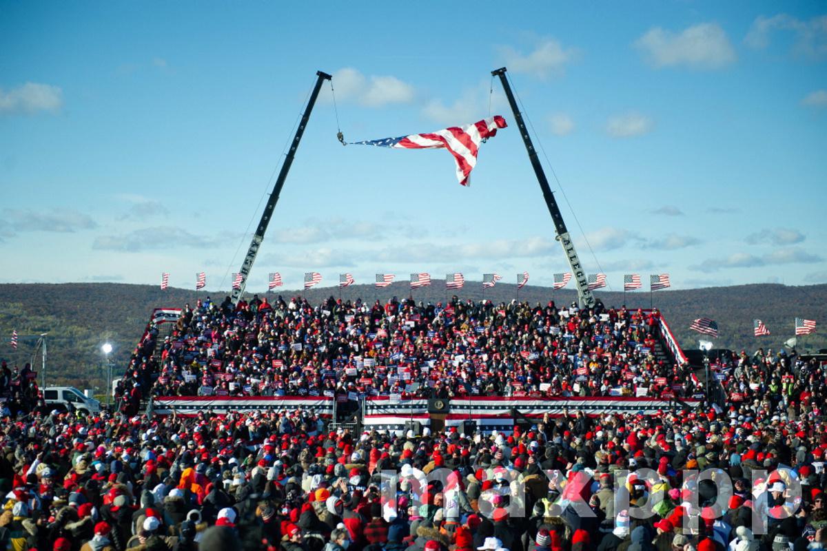 US President Donald J. Trump speaks at a rally in Scranton, Pennsylvania