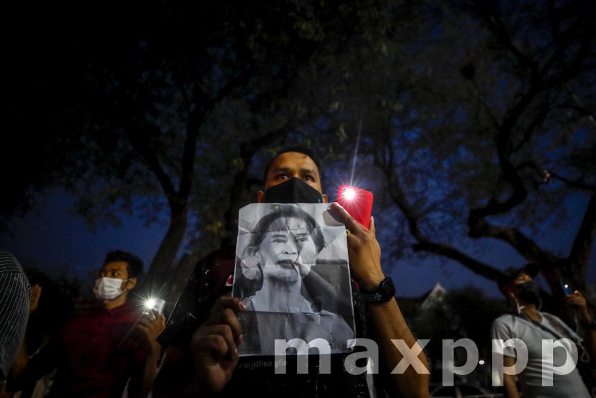 Protest against Myanmar's military coup in Bangkok