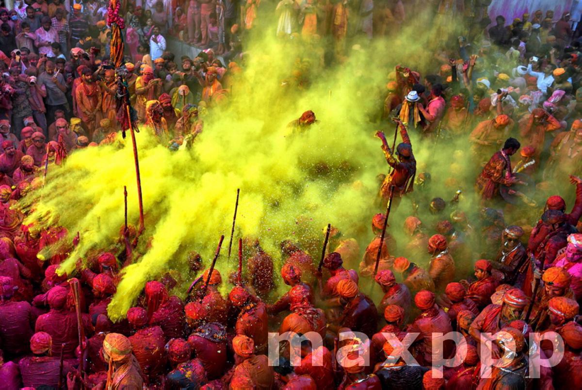 Holi festival celebration in Mathura, India - 24 Mar 2021