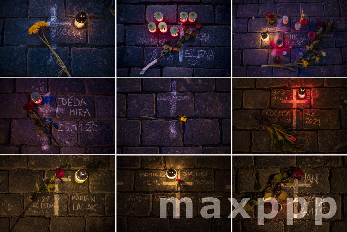 Impulsive memorial place for COVID-19 victims in Prague
