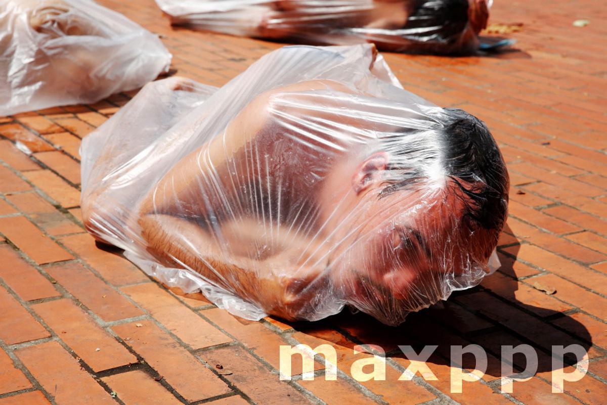 Demonstration during the fifth day of the national strike in Medellin, Colombia
