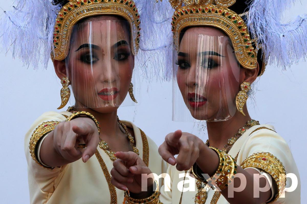 The return ceremony of the two sandstone lintel in Bangkok, Thailand