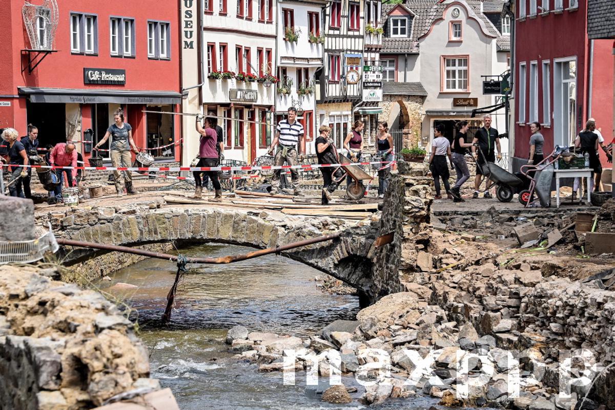 Debris clearing in German flood affected areas