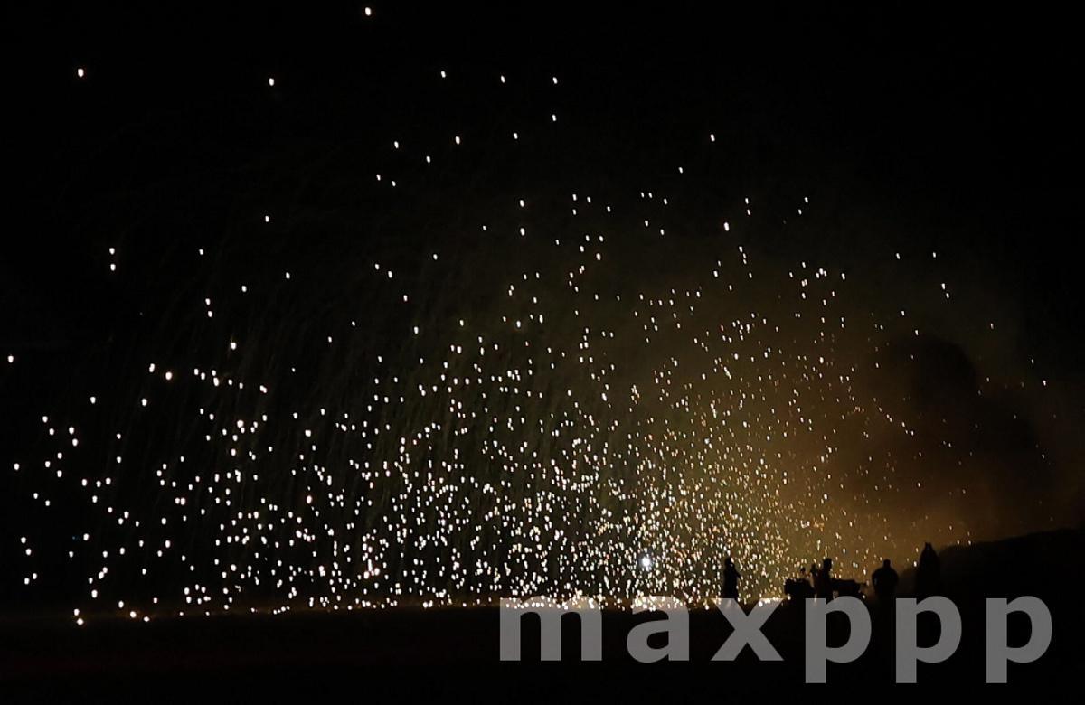 A Night Protest Along the Border Fence Between Gaza and Israel