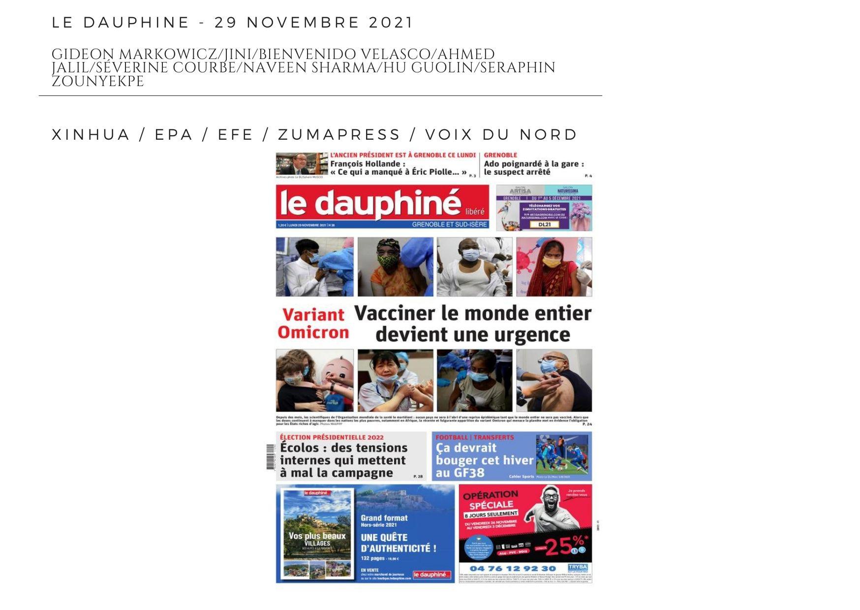 Le Dauphiné Libéré - 29 novembre 2021