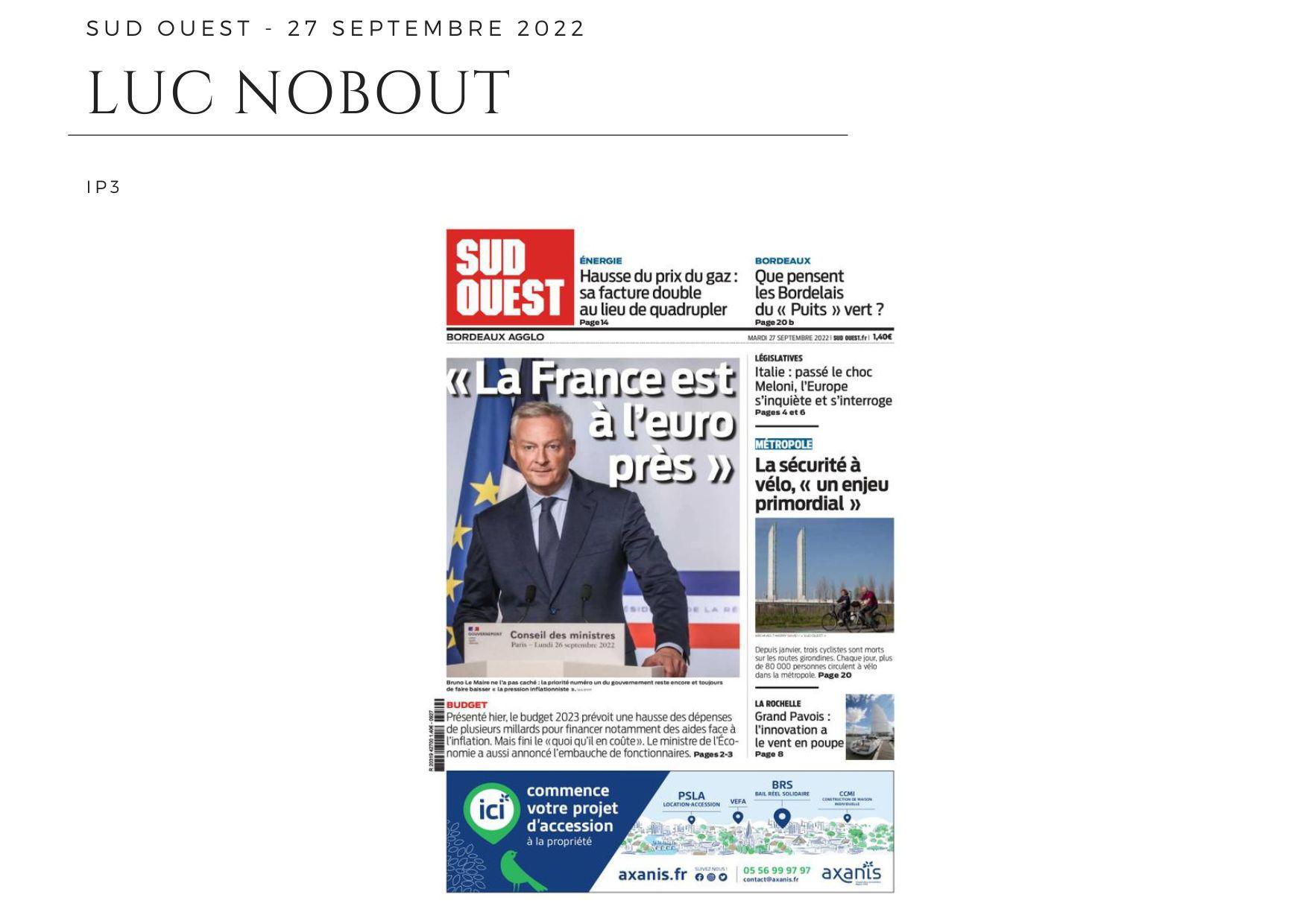 Sud Ouest - 27 septembre 2022