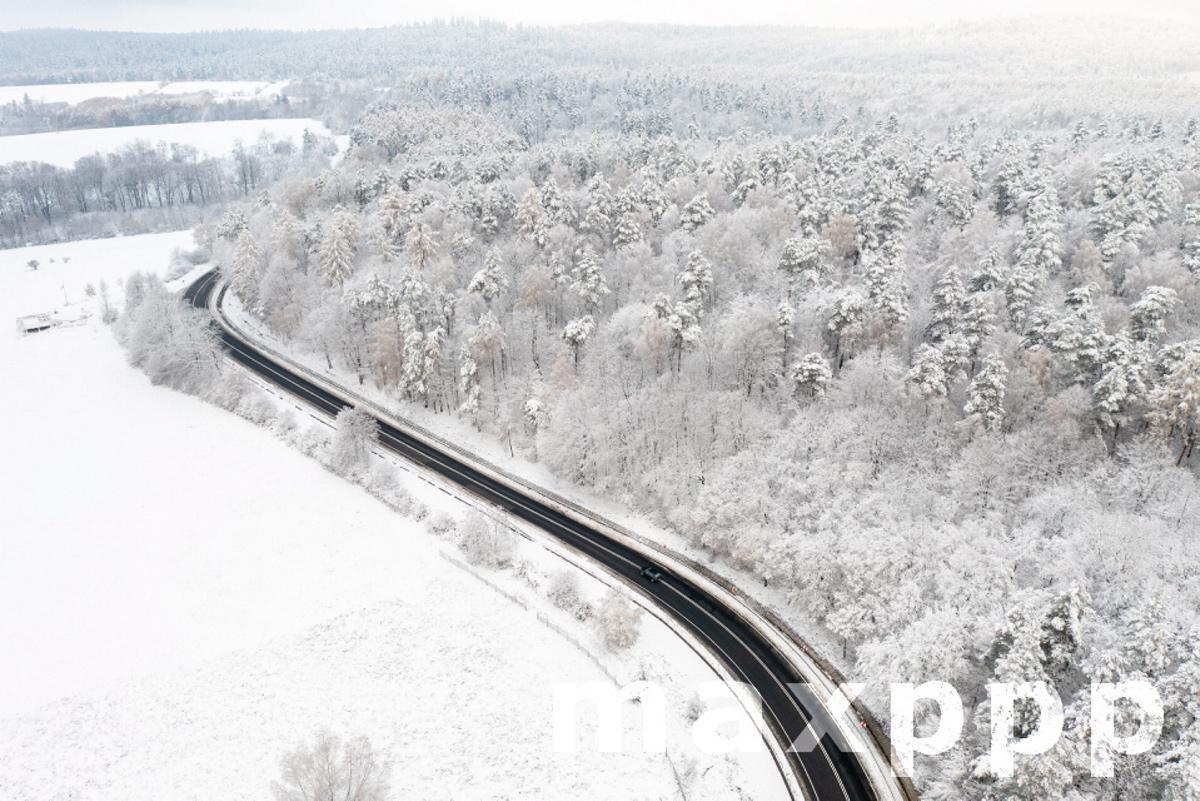 Snowfall near Zalesie village, Poland