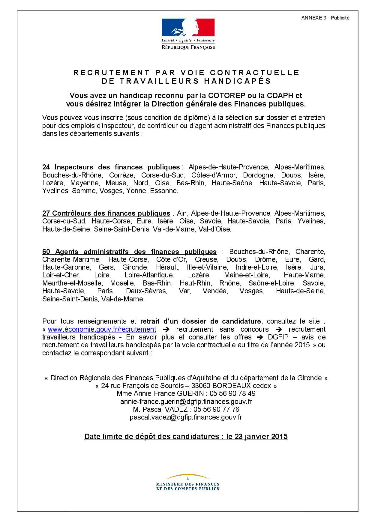 Recrutement Par Voie Contractuelle De Travailleurs Handicapes