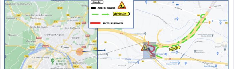 RN31 à Rouen : la bretelle d’accès à la RN28 fermée toute une nuit 