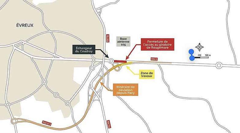 Travaux de raccordement de la RN13 à la déviation Sud-Ouest d’Évreux : Un chantier de cinq semaines à prévoir Travaux de raccordement de la RN13 à la déviation Sud-Ouest d’Évreux : Un chantier de cinq semaines à prévoir