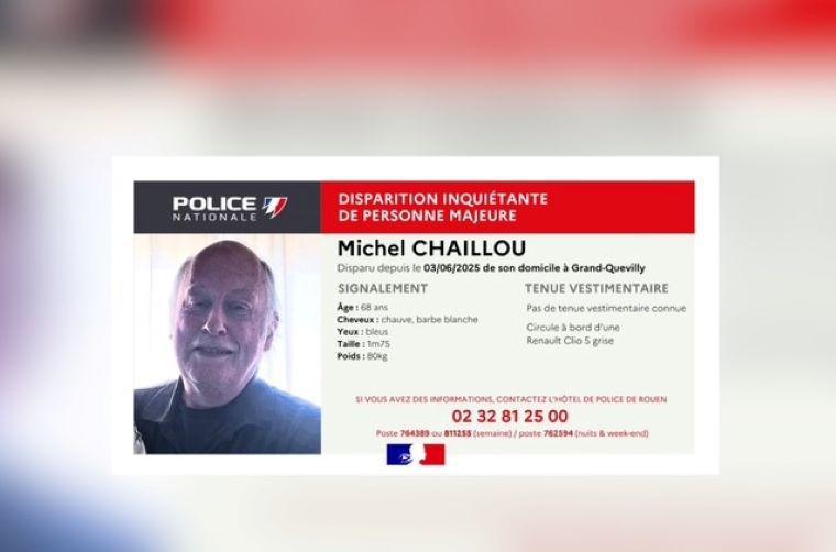 Disparition inquiétante à Grand-Quevilly : un homme de 68 ans recherché par la police