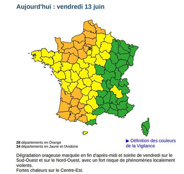 Prévisions météo : la Normandie placée en vigilance orange pour orages ce vendredi 13 juin Prévisions météo : la Normandie placée en vigilance orange pour orages ce vendredi 13 juin