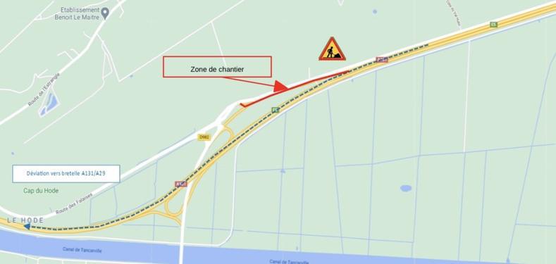 A131 : la bretelle de sortie du Hode fermée trois nuits pour travaux A131 : la bretelle de sortie du Hode fermée trois nuits pour travaux