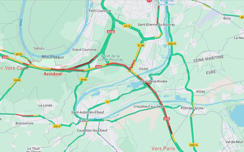 Accident sur l’A13 en Seine-Maritime : une femme blessée grièvement et 6 km de ralentissement Accident sur l’A13 en Seine-Maritime : une femme blessée grièvement et 6 km de ralentissement