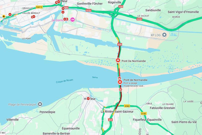 #InfoRoute. Circulation coupée sur le pont de Normandie après un accident entre deux véhicules ce samedi matin