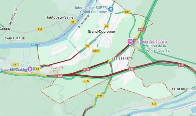 Collision entre trois véhicules à Grand-Couronne : importants ralentissements sur l’A13 et la N138