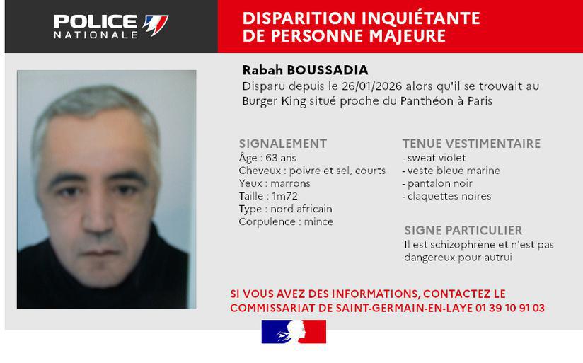 Disparition inquiétante dans les Yvelines : un homme de 63 ans recherché Disparition inquiétante dans les Yvelines : un homme de 63 ans recherché