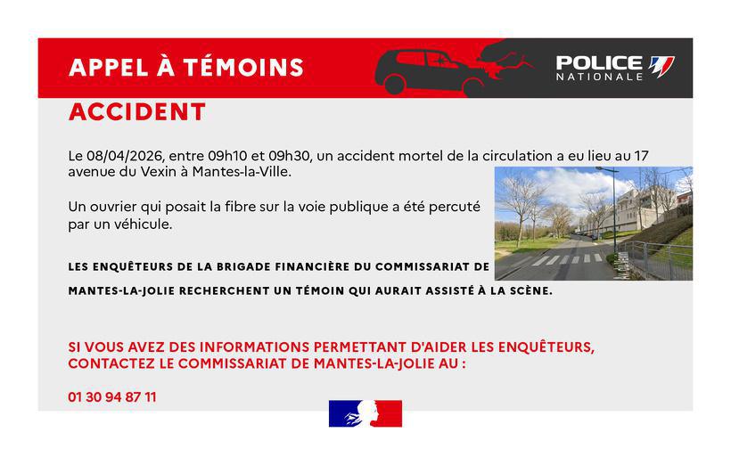 Mantes-la-Ville : appel à témoins après un accident mortel avenue du Vexin