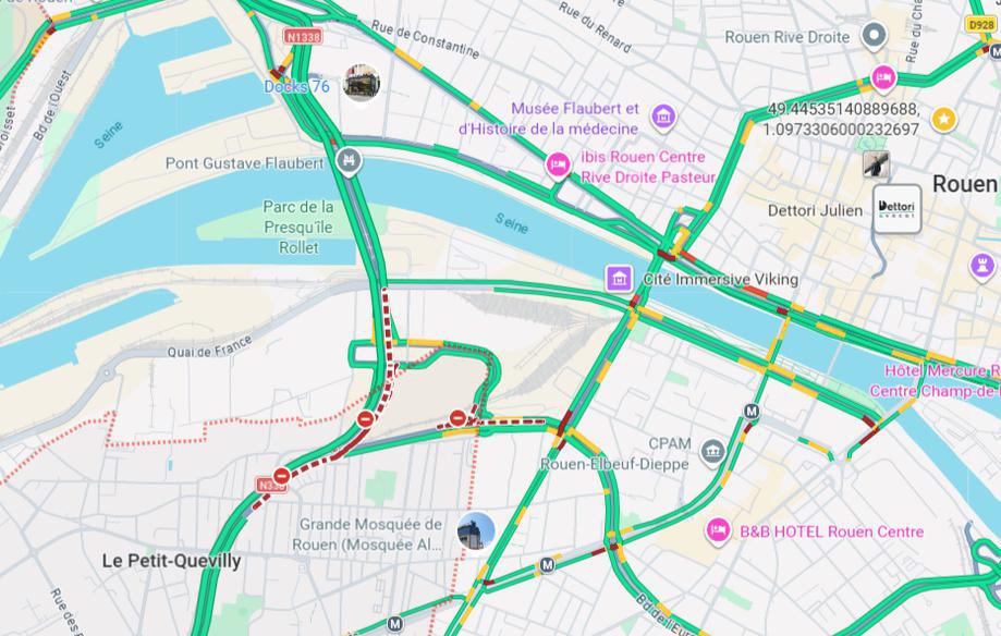 Pont Flaubert à Rouen : trois nuits de fermeture pour les travaux de raccordement à la Sud III