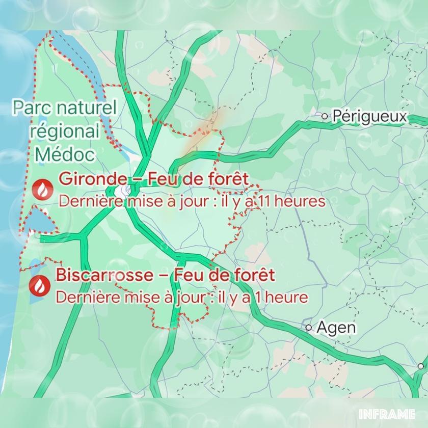 Gironde : Bison Futé déconseille de traverser le département en raison des incendies