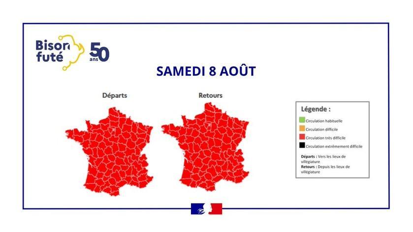 Routes des vacances : samedi rouge dans les deux sens, vigilance dans le Grand-Ouest Routes des vacances : samedi rouge dans les deux sens, vigilance dans le Grand-Ouest