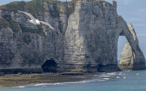 Six touristes piégées par la marée se réfugient dans le Trou à l'Homme à Étretat