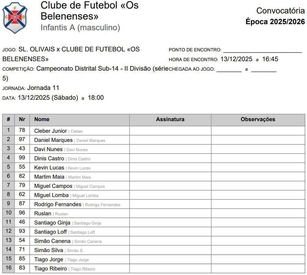 11ª Jornada vs SL Olivais Fora