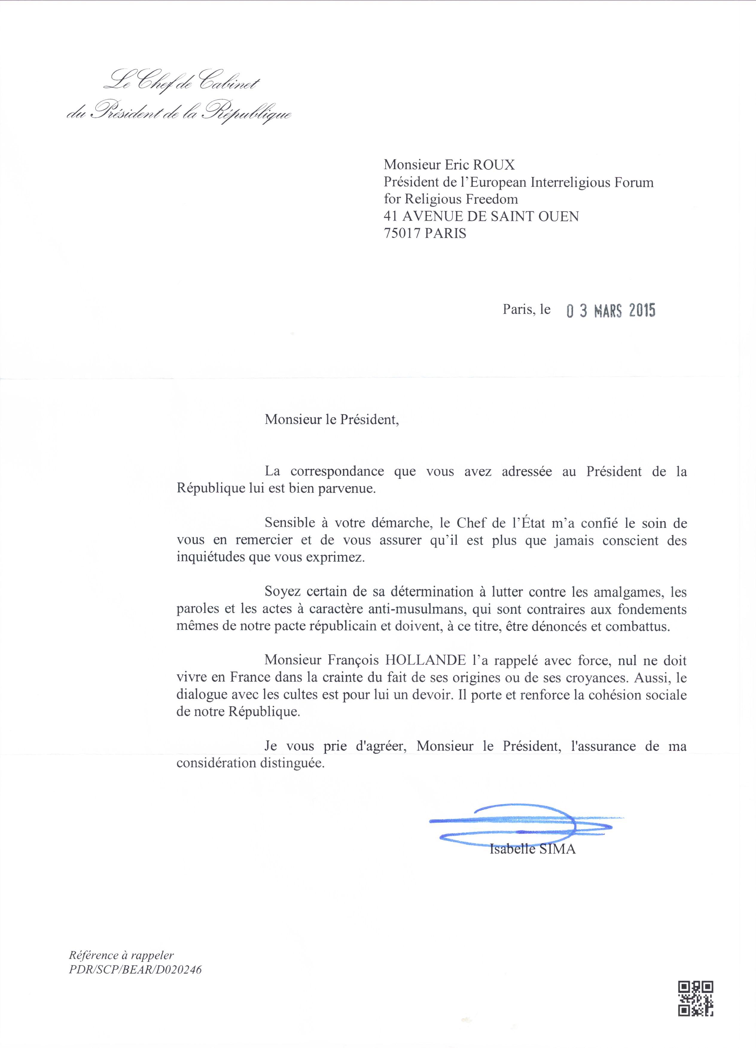 French Presidency S Answer To Multi Signatories Letter To