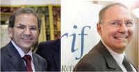 A gauche, Mohammed Moussaoui, président du CFCM, à droite Richard Prasquier, président du CRIF.