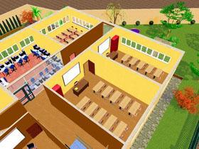 Vue intérieure du collège Alif (maquette).