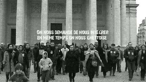 Image d'une vidéo, tournée par le Collectif 24 h sans nous, devant le Panthéon, sur les paroles et la musique de Youssoupha.