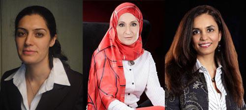 De g. à dr. : Andeisha Farid (Afghanistan), Afnan Al Zayani (Bahrein) et Roshaneh Zafar (Pakistan).