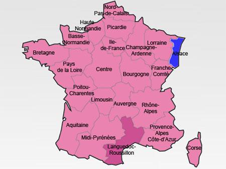 Second tour des régionales 2010 : défaite confirmée de la droite, avec seulement deux Régions (l'Alsace et La Réunion), et percée notable de l'extrême droite.