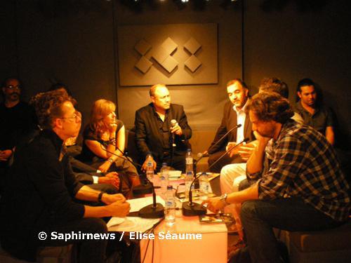 9 septembre, à l'ICI, de g. à dr. : Patrick Haenni, Hakim El Karoui, Catherine Fieschi, Abderrahim Hafidi (modérateur), Abderrahman Bouzid, Raphaël Liogier, Marc Bellaïche.
