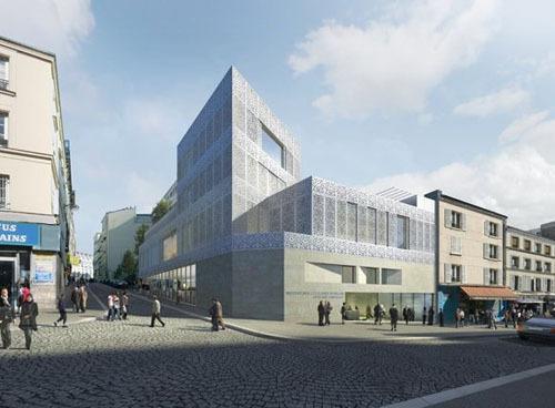 Le bâtiment de l'Institut des cultures d'islam en 2012, rue Polonceau, à Paris 18e. (Photo : www.atelierslion.com)