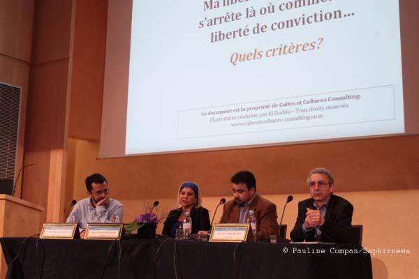 De gauche à droite : Nasser Suleiman-Gabryel, Dounia Bouzar, Galeb Benchik, Jean Baubérot.