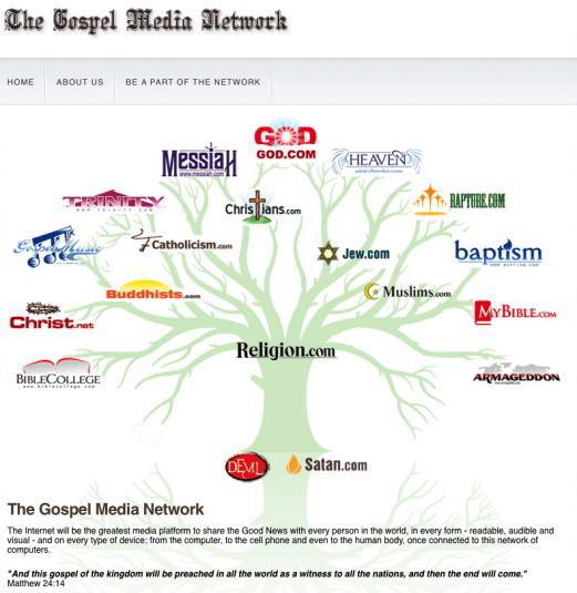 Le Gospel Media Network possède plusieurs milliers de noms de domaine, dont religion.com, god.com ou heaven.com et satan.com !
