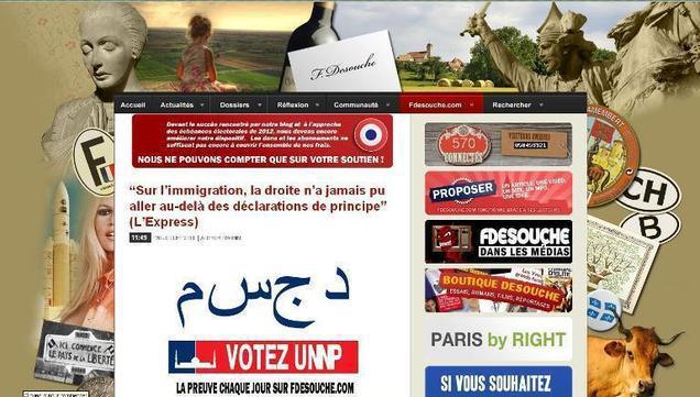 Copie d'écran du site fdesouche.com le 20/07/2011.