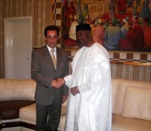 Nicolas Sarkozy et Amadou Toumani Touré, président du Mali