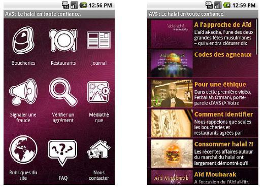 Lancement de l'appli Android AVS