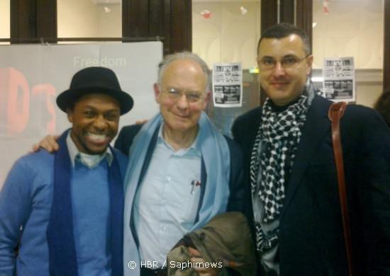 Omar Barghouti (à droite), Ivar Ekeland (au centre) et Mbuyiseni Ndlozi ont dénoncé la censure des présidences d'universités françaises contre les débats critiquant Israël.