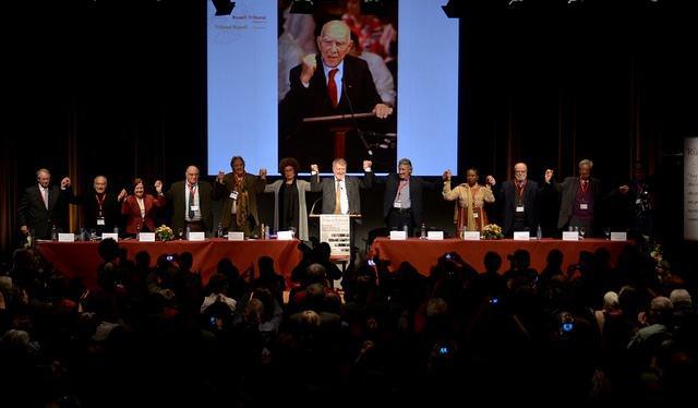 La quatrième et dernière session du Tribunal Russell sur la Palestine à Bruxelles les 16 et 17 mars. Un hommage à Stéphane Hessel a été rendu. ©TRP